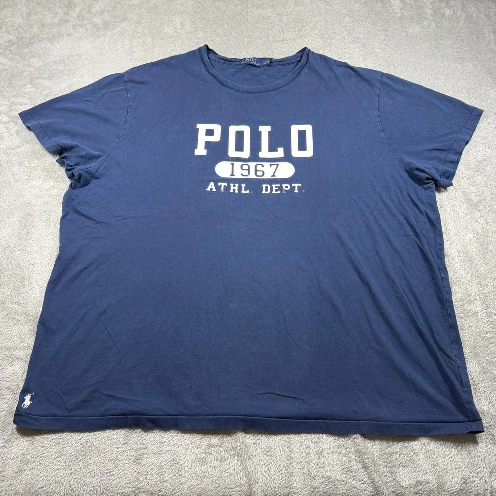 Polo Ralph Lauren T-Shirt Mens 3XB Blue Spellout Graphic Athletic Dept